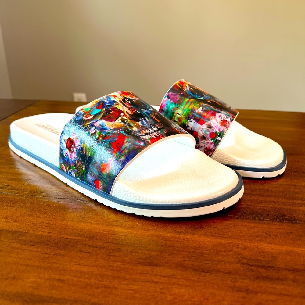 Robert Graham Fleetwood Multicolor White Sole Sandal Flip Flop Shoes Mens 12